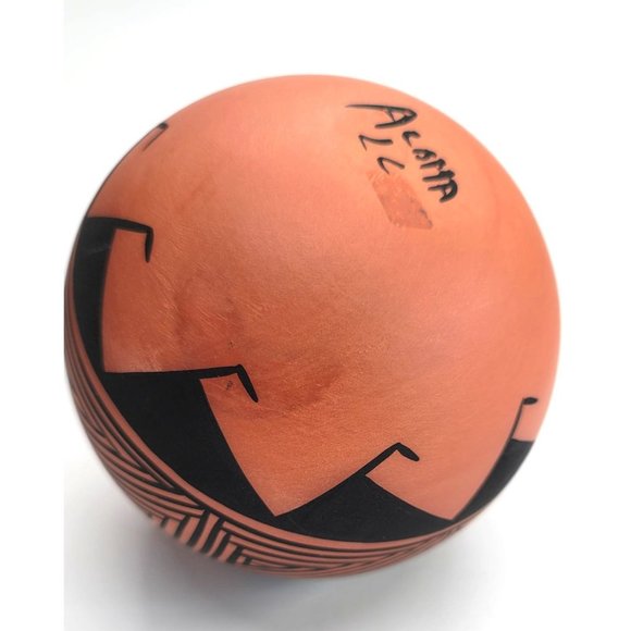 Native American Round Vase Acona Laguna Corn Terra Cotta and Black Pottery DH604 - Picture 5 of 8